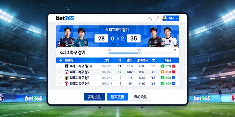벳365 실시간 스포츠 베팅 및 K리그 축구 경기 배팅 화면